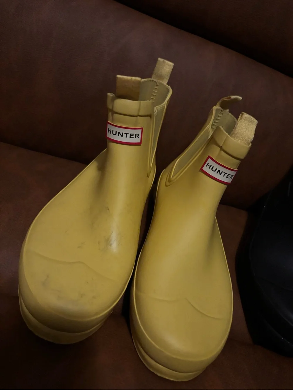 Hunter Women’s Chelsea Rain Boots in Yellow and Black